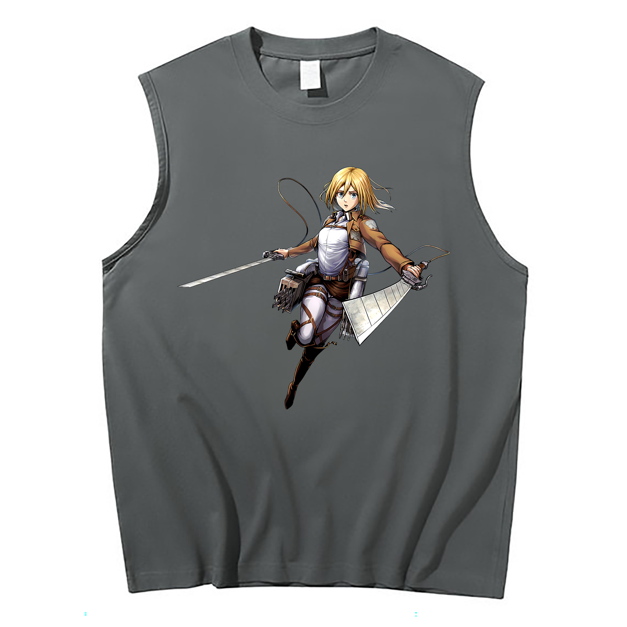（画像用） 進撃の巨人 クリスタ·レンズ Attack on Titan Christa Lenz コットン100％タンクトップ（フロントプリント）